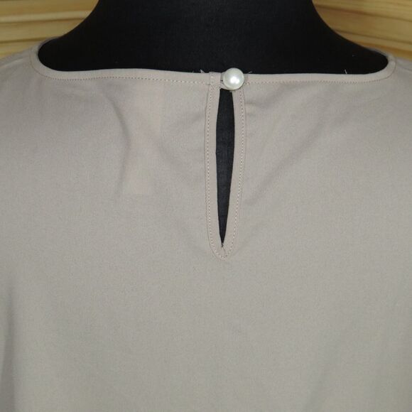 Zenana Tan Smocked Long Sleeve Georgette Blouse Plus Size 3X - Picture 7 of 7